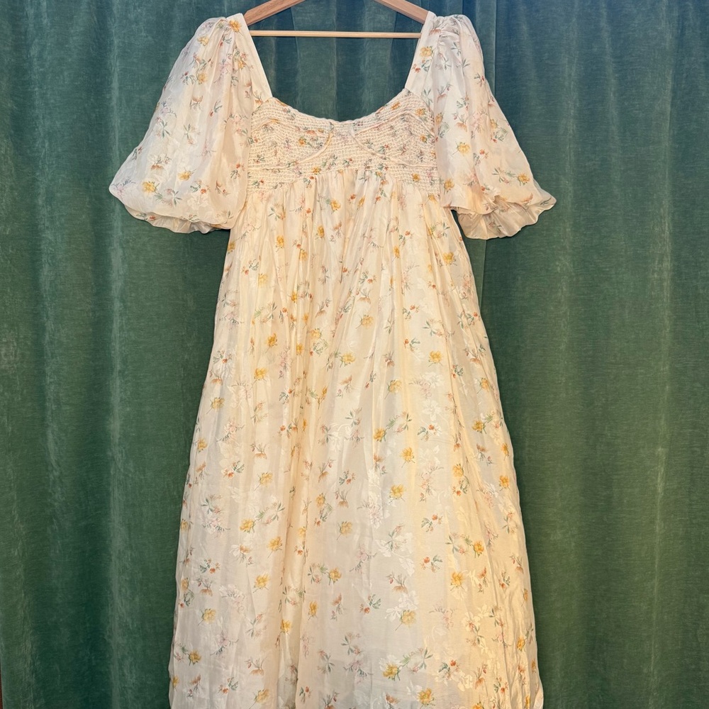 Floral Cream Midi Dress